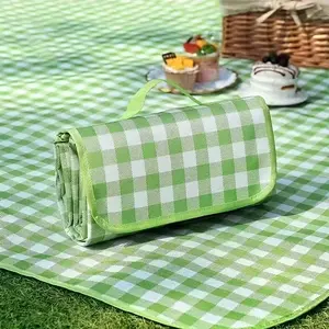 Extra Large Heavy-Duty Plaid Picnic Blanket, Foldable Washable Outdoor Mat, Bright Chessboard Pattern, Camping Beach BBQ Hiking, Camping Supplies