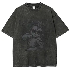 Vintage Washed Cupid Tee  Streetwear Angel Graphic