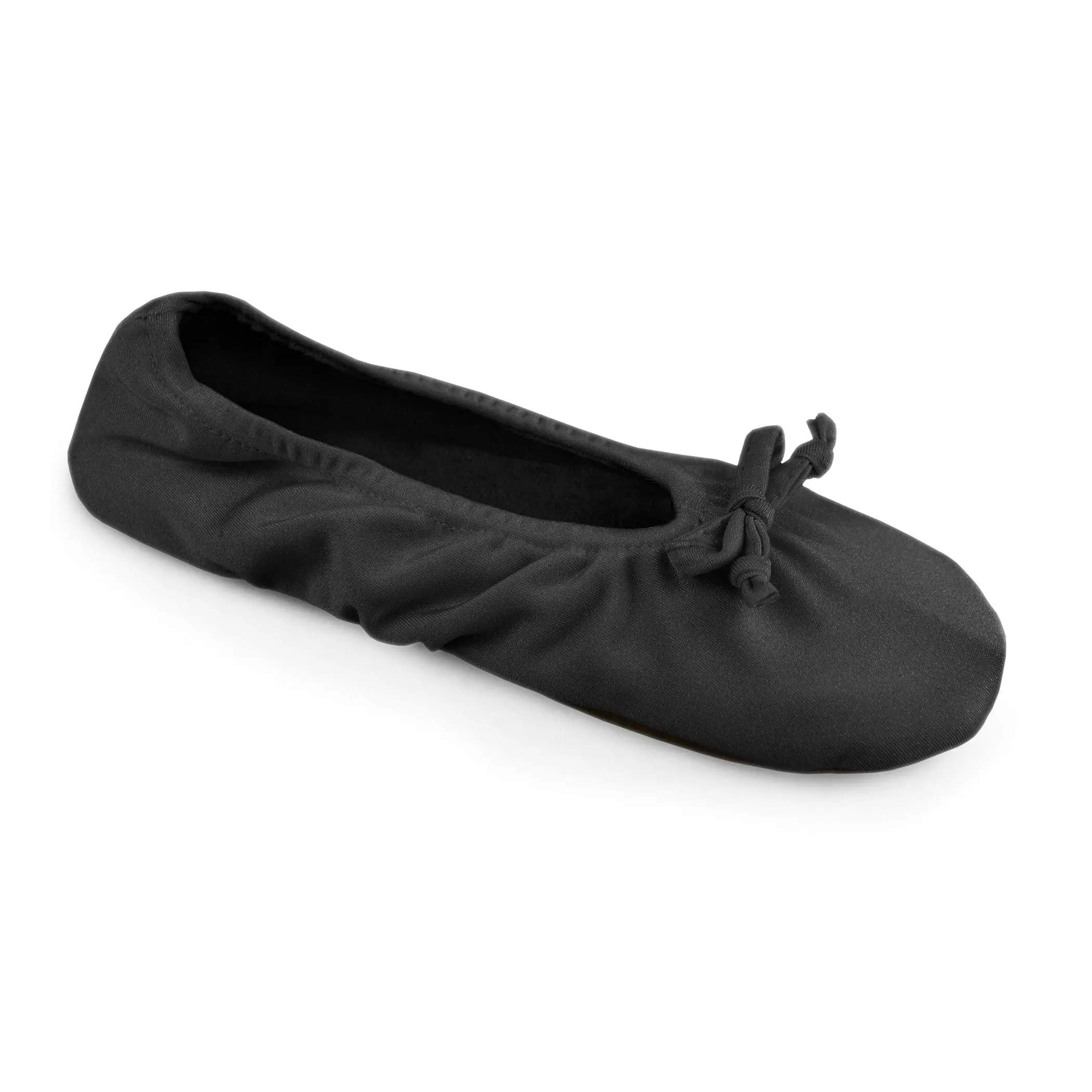 Muk Luks Women's Ballerina Slippers - Soft Stretch Satin Round Toe Slip-On Flats, Cushioned Foam Insole, Suede Sole Footwear with Nylon-Elastane Fabric for Daily Wear