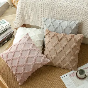 1Pc Soft Plush Throw Pillow Cover 45x45cm Diamond Pattern Cushion Cover 18x18 Inch Winter Warm Pillowcase Simple Nordic Home Decor For Couch Living Room Sofa Bedroom without Insert