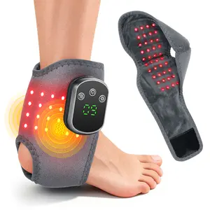 Red Lights Ankle Massager LED Ankle Heating Pad Heated Ankle Foot Vibration Massager 5 Heat Levels 3 Vibration Modes for Joint Relax