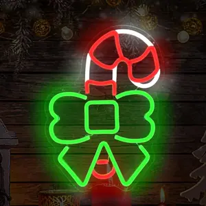 Dimmable Christmas Candy Neon Sign Light - Single-Color (No /COLOR-Changing) Wall-Mounted LED Tube Light with Switch Control for Kids Room,, Holiday Party Decor