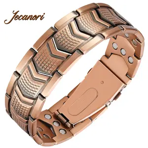 Jecanori Copper Bracelet for Men, 3X Strength Magnetic Bracelets for Men Adjustable Cuffs