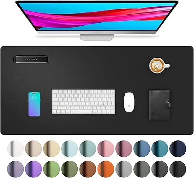 Aothia Leather Office Desk Pad Protector, Non-Slip PU Leather Desk Blotter, Waterproof Laptop Writing Mouse Pad for Office and Home