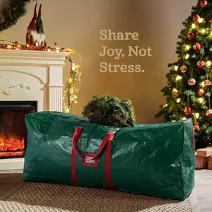 9 ft Christmas Tree Storage Bag - Durable Heavy Duty Extra Large Artificial Xmas Holiday Tree Bag with Reinforced Handles and Dual Zippers Wide Opening - Green