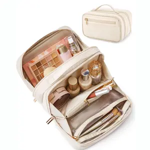[New Deal] Travel Makeup Bag Large Capacity Cosmetic Bag, Wide-open Portable Make Up Bag Organizer for Women for Travel  Toiletries