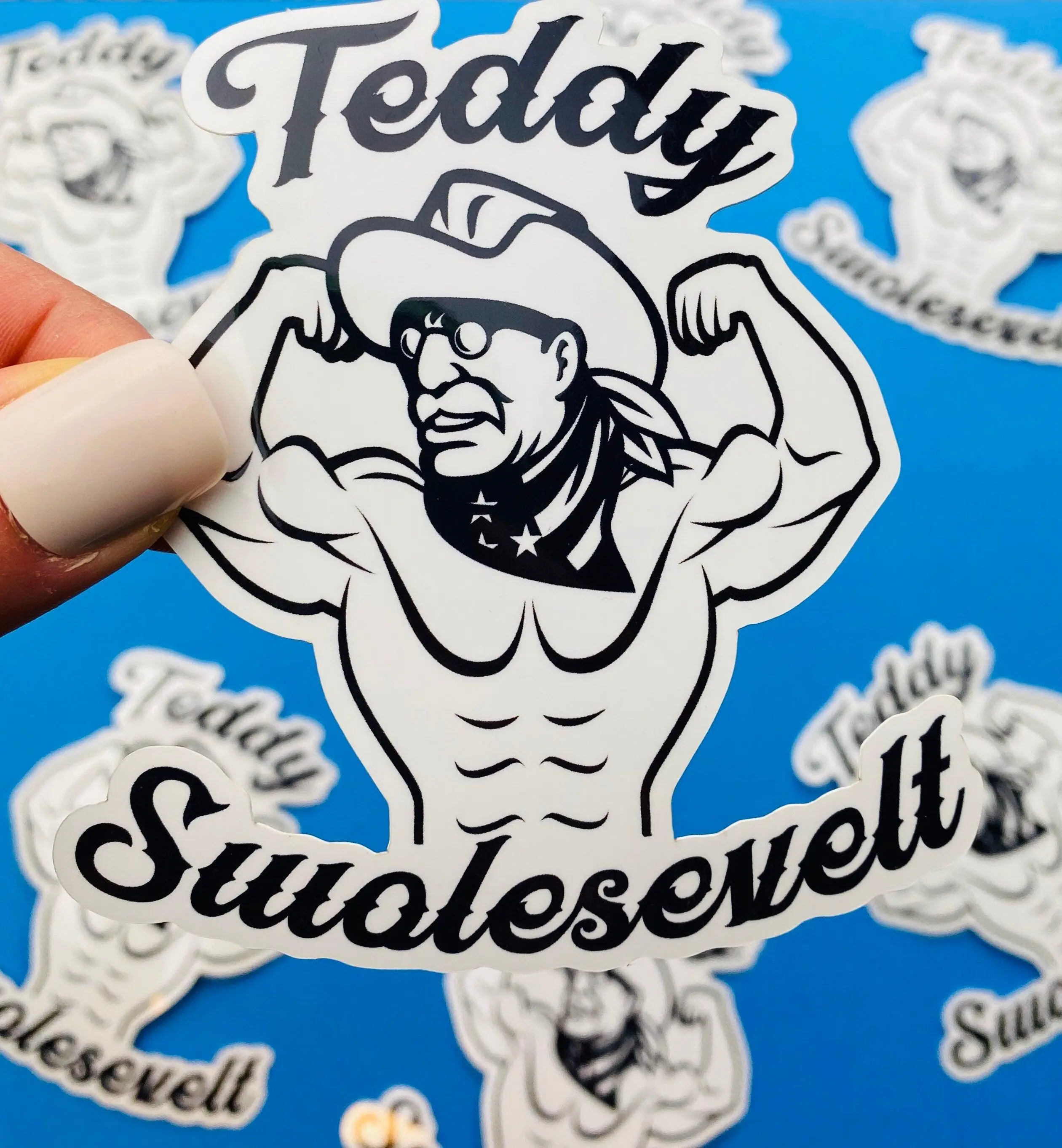 Teddy Swolesevelt, Weightlifting Sticker for Water Bottle, Gym Motivation Sticker, Weightlifting Decal, Funny Gym Sticker, Swole Sticker