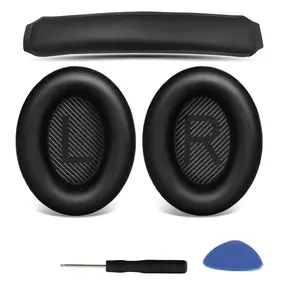 Replacement Ear Pads, Soft Faux Leather Replacement Kit Ear Pads, Ear Pads Cushions Headband Pads, Headphone Accessories, Soft Earpads for Bose QC 35, QC35 ii