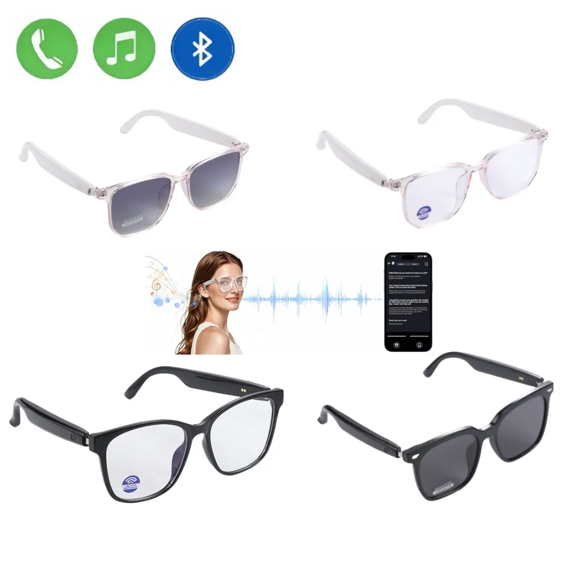 Unisex Waterproof Smart Glasses with Bluetooth Audio, Built-in Mic & Speakers, Motorcycle Protective Gear for Athletes, Music, Voice Calls, Ready for Summer Runs and Bike Rides