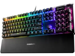 SteelSeries Apex 5 Hybrid Mechanical Gaming Keyboard – Per-Key RGB Illumination – Aircraft Grade Aluminum Alloy Frame – OLED Smart Display (Hybrid Blue Switch)