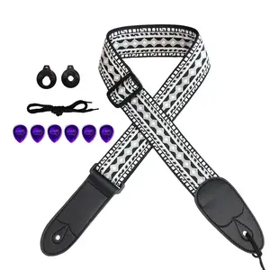 Guitar Strap, Guitar Strap Embroidered Jacquard Band, Color Knitted Guitar Strap for Electric & Acoustic Guitars