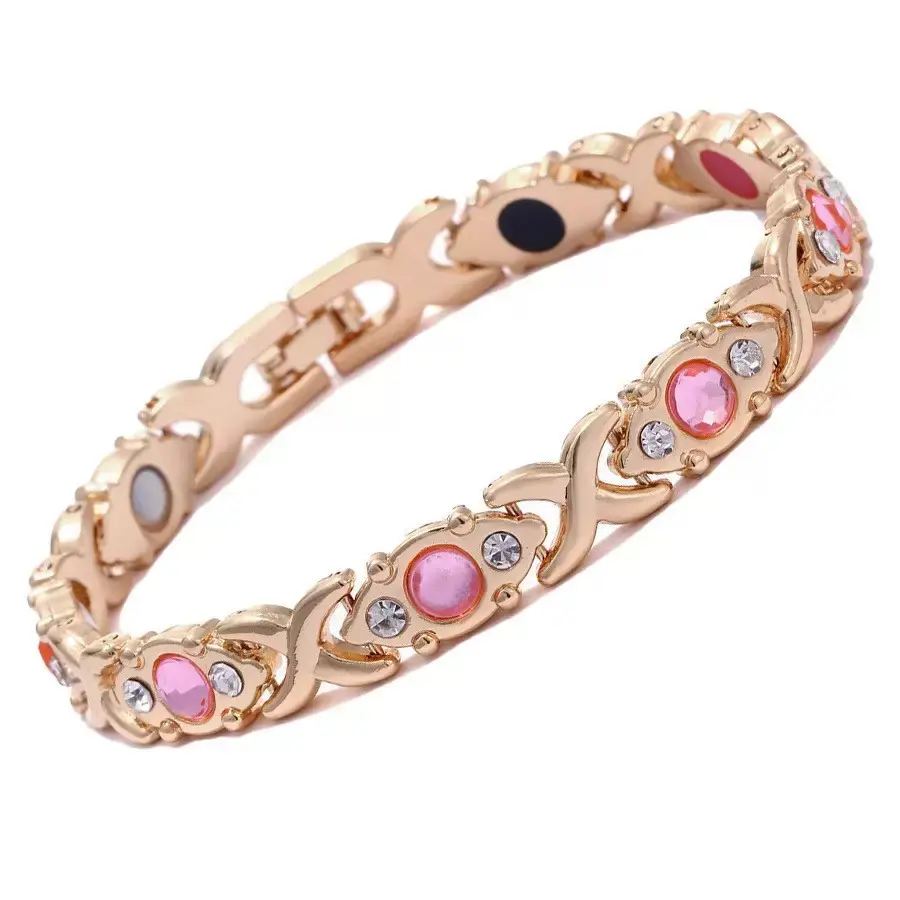 Summervibes Energy magnet bracelet, eco-friendly alloy with diamonds, adjustable ladies' wristband，Valentine's Day gift, Christmas gift