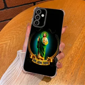 San Judas Tadeo Design for Catholic Faith Aesthetic TPU Casing For SAMSUNG GALAXY A14A15A16A25A26A34A35A36A53A54A55A56 4G5G 30XL1445 Four Corners Transparent Soft Silicone TPU Gift Shockproof Full Protection Anti-Drop Phone Cases Shell Cover