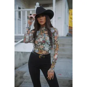 Floral Mesh Long Sleeve Top