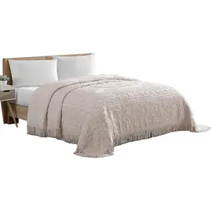 Medallion Chenille Bedspread, Twin, Blush
