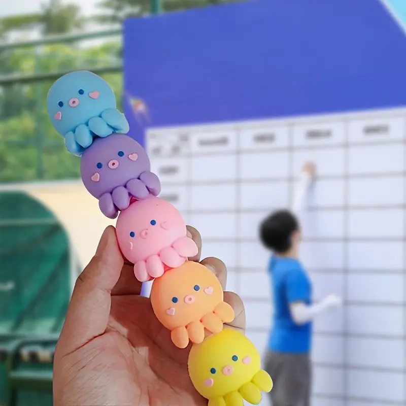 Cute Mini Octopus Highlighter Set, 6 Colors, Innovative Marking Tool, Fluorescent Art, Graffiti Pen, Office Supplies, Gift Ideas