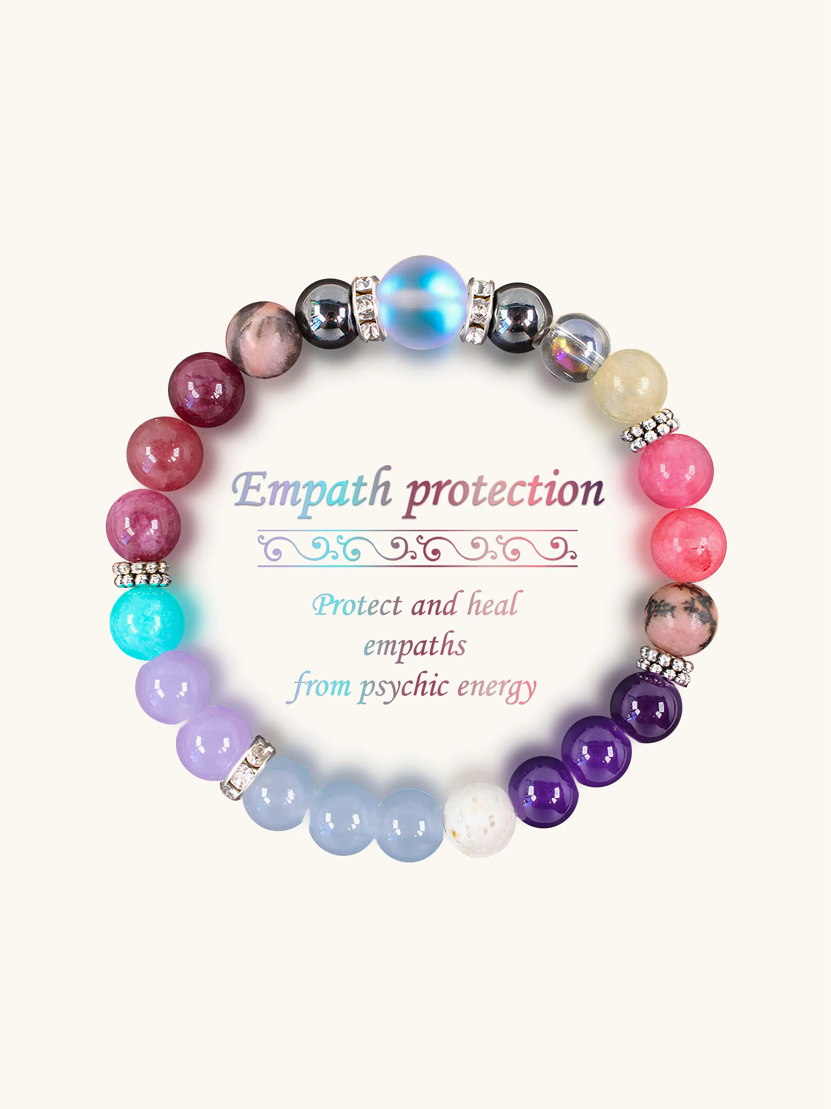 Empath Protection Bracelet, Energy Healing Bracelet, Stackable Crystal Bracelet, Elastic Cord Bracelet, Daily Spiritual Jewelry, Unisex Gift, Stackable Bracelets, Crystal Beaded, Crystals Bracelets