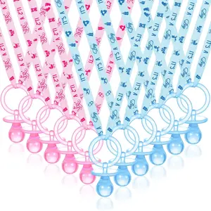 Acrylic Baby Pacifier Necklace Set, Newborn & Infant Baby Shower Party Gift, Cute Design for Boys & Girls, Cielito Lindo Soother Sleep Aid Pendant