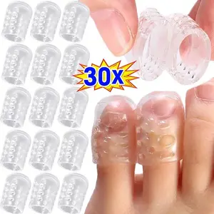 Women's Gel Toe Protector Sleeves, Clear Transparent Silicone Foot Care Nail Finger Caps, Elastic Anti-Bubble Design, 5-30 Pieces Set