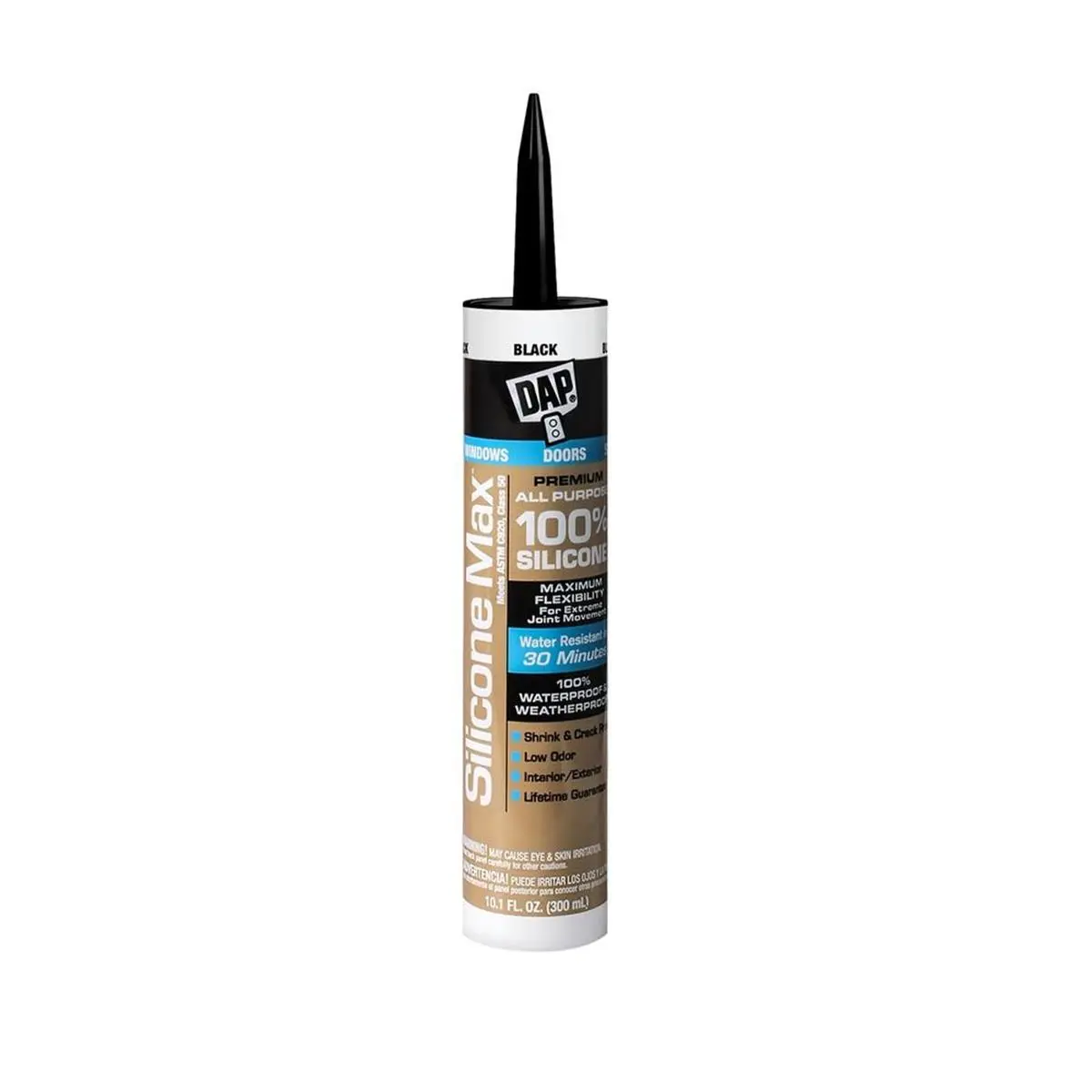 Dap 273645 Cold Silicone Max Sealant - 10.1oz, Black, Waterproof, Flexible, Low Odor, All Purpose, Interior/Exterior Waterproofing for Windows, Doors Home Improvement