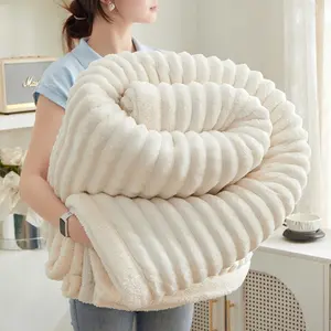Neutral Color Ribbed Blanket, Luxurious Comfort Design, Ideal for Sofa/living Room/bedroom/RV/hotel Use, Soft and Cozy Home Decor