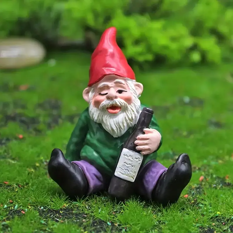 Drunk Dwarf Resin Craft Figurine Set, Mini Garden Decorations, Fun Garden Gnomes, Garden Gnome Statue, Indoor Outdoor Decoration, Christmas Ornament, Garden Accessories