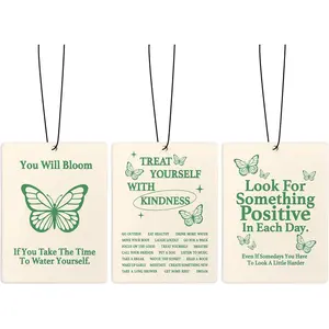 Retro Green Butterfly  Air Freshener, Inspirational Positive Gifts Air Freshener Hanging 3 count for  Closet Drawer or Books, Cute Green Butterfly  Accessories Mirror Decor for Women