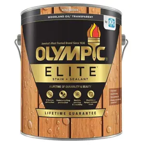 PPG Olympic Architectural Fin 268999 Woodland Transparent Oil Stain - 1 gal Exterior Formula, Fungal Resistant Finish, Rich Brown Shade for Car Paint Care