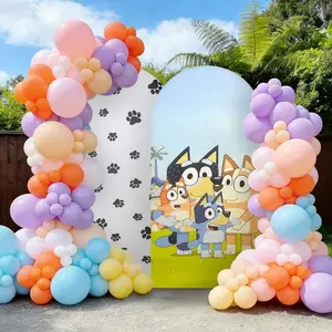 Black Paw Print Double-Sided Arch Cover, 6.6ft Spandex Chiara Backdrop Cover for Puppy Birthday, Pet Party, Baby Shower & Dog Adoption Event Decor