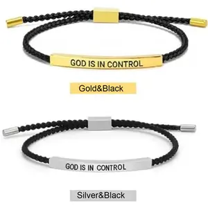 Inspire Bracelet -  GOD IS IN CONTROL Inspiration Bracelet, Adjustable Unisex Braided Christian Bracelet with Moticational Message Card Gift for Women & Men, Her & Him Religious Gift