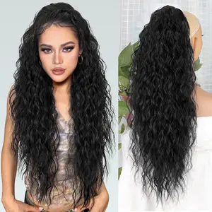 ALXNAN Claw Clip Ponytail,30 Inch Black Ponytail Extension for Women Synthetic Long Curly Wavy Clip in Ponytail Hair Extensions Hairpiece for Daily Party Use