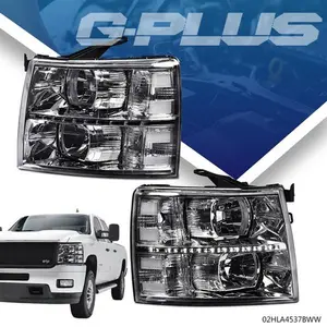 Fit For 07-14 Chevy Silverado LED Chrome Housing Headlights Clear Reflector