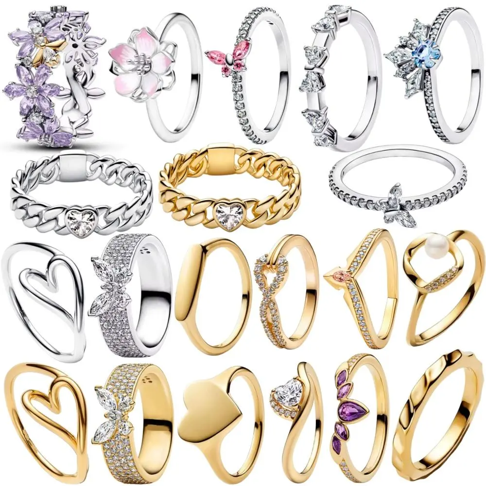 2026 New 925 Silver Heart, Butterfly, Flower Ring, Suitable for Wedding Women to Wear Exquisite  Jewelry