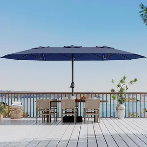 15 ft Rectangular Patio Umbrella with Base Included , Large Market Umbrella with Crank Handle, UPF50+ UV Protection  For Outdoor Backyard Pool,summerwins