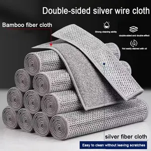 Double-Sided Silver Wire Bamboo Cloth | Super Absorbent, Lint-Free—Wipe Dishes/Counters in Seconds! Reusable, Durable & Multi-Purpose | Upgrade Your Kitchen Cleaning Routine!