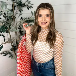 Checked That Box Sheer Mesh Long Sleeve Avery Mae Top - 3 colors!