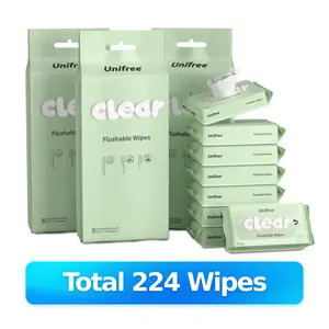 Unifree Flushable Toilet Wipes, Mini Travel Friendly Pack, Gentle Flower Scented Clean Wipes Set, Septic & Sewer Safe Home Care Essentials, memorial day