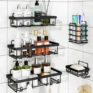5-Pack Shower Caddy: Large Capacity, Rustproof Stainless Steel, Self-Adhesive
