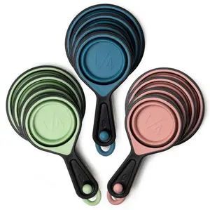 Krumbs Kitchen Silicone Collapsible Measuring Cups 4pcs Set- 3 asst