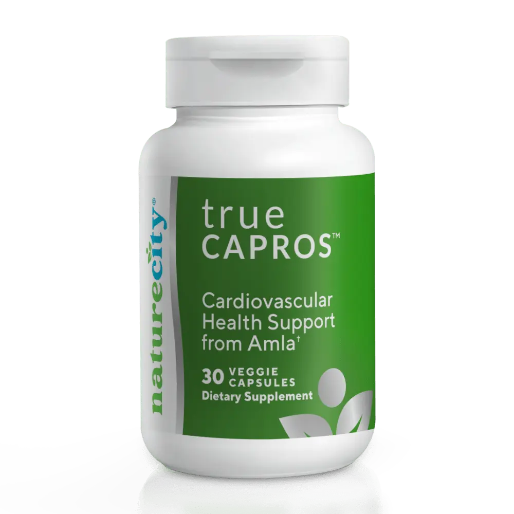 NatureCity TrueCapros Cardiovascular Support Supplement - Capros Amla Extract for Heart Health, Cholesterol Metabolism, Blood Vessel Function and Antioxidant Defense - Non-GMO Capsules - 60 Count