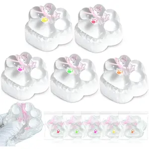 Squishies Cat Paw for Kids Adults, 5Pcs Squeeze Toys Paw, Clear Sticky Sensory Toys, Handmade Soft Stress Relief Toy, Cute Things Squishies Toys, Party Favors, Birthday Gift & OPP Packaging Gifts