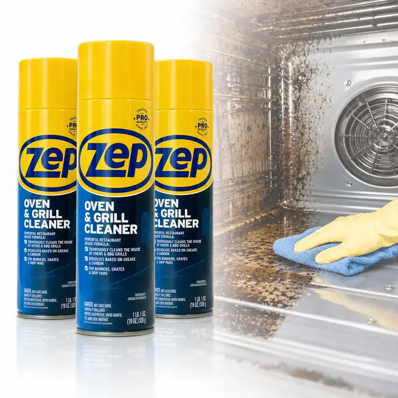 (Pack of 3) Zep Oven And Grill Cleaner 19 oz Foam Household for Cleaning Kitchen, Oven, Stove, Range Hood, Sink, Pots, Pans, Porcelain and Ceramic Ware, Powerful foam penetrates for a deep clean