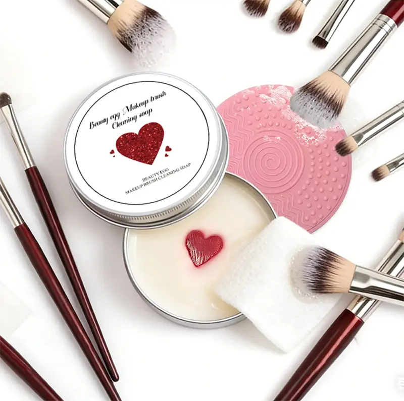 Travel-Size Makeup Brush Cleanser Kit, Cosmetic Tools with Natural Solid Cleansing Soap, Eco-Silicone Mat & Color Removal Sponge for Instant Clean, Restores Softness & Fresh Scent, Portable