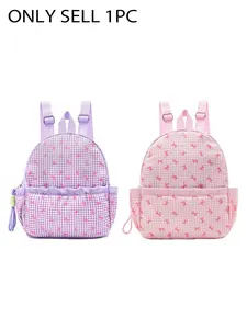 Cute bow stripe print backpack, lightweight casual women's backpack, cute and beautiful mini backpack suitable for travel only 1 piece sold Zipper Backpack
