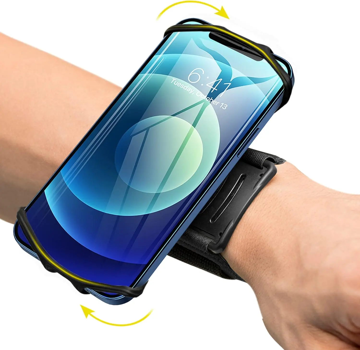 Running Armband 360°Rotatable for iPhone 17/16/15/14/13/Pro Max/Pro/Mini/12/11/SE/Xs/XR/X/8/7/Plus, Fits All 4-6.7 Inch Smartphones, with Key Holder Phone Armband for Running Hiking Biking (Black-small)
