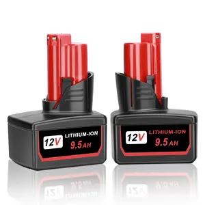 2 Pack 9500mAh High Output 12V Battery for Milwaukee M12 Lithium Battery Pack Compatible for Milwaukee 12-Volt 48-11-2450 48-11-2460 48-11-2430 48-11-2402 48-11-2440 48-11-2420 Batteries