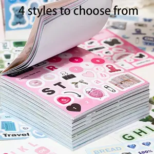 Square Art Sticker Book, 20 Sheets/book Vintage Style Design Stickers, Alphabet Stickers, Creative DIY Decorative Sticker Scrapbook Materials for Notebooks, Water Bottles, Photo Albums, Gift-Wrapping Labels and Handmade Crafts