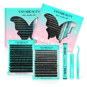 VAVABEAUTY Booom Spiky DIY Lash Clusters Kit - Soft Fluffy Long-Lasting Lashes with Glue Remover & Tweezer for Beginners Easy At-Home Application - Eyelash Set