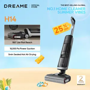 DREAME H14 Series I / H12 Pro FlexReach Vacuum Mop, Wet and Dry Vacuum, 180° Lie-Flat Cordless Vacuum Mop Combo, 140°F Brush Washing, Fast Hot Air Drying in 5 Mins, Great for Sticky Steam Messes Cleaner Self Cleaning System Deep Cleaning Machine