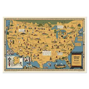 [Sale Up To 50%] Native American Indian Tribes in the USA Pictorial Map Poster  Vintage Decor Wall Art | Gift for Men, Women, Kids, Teens and Teachers